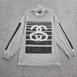 Stussy Men Shirt Large Gray Logo Intl Tribe 80 Long Sleeve Tee READ